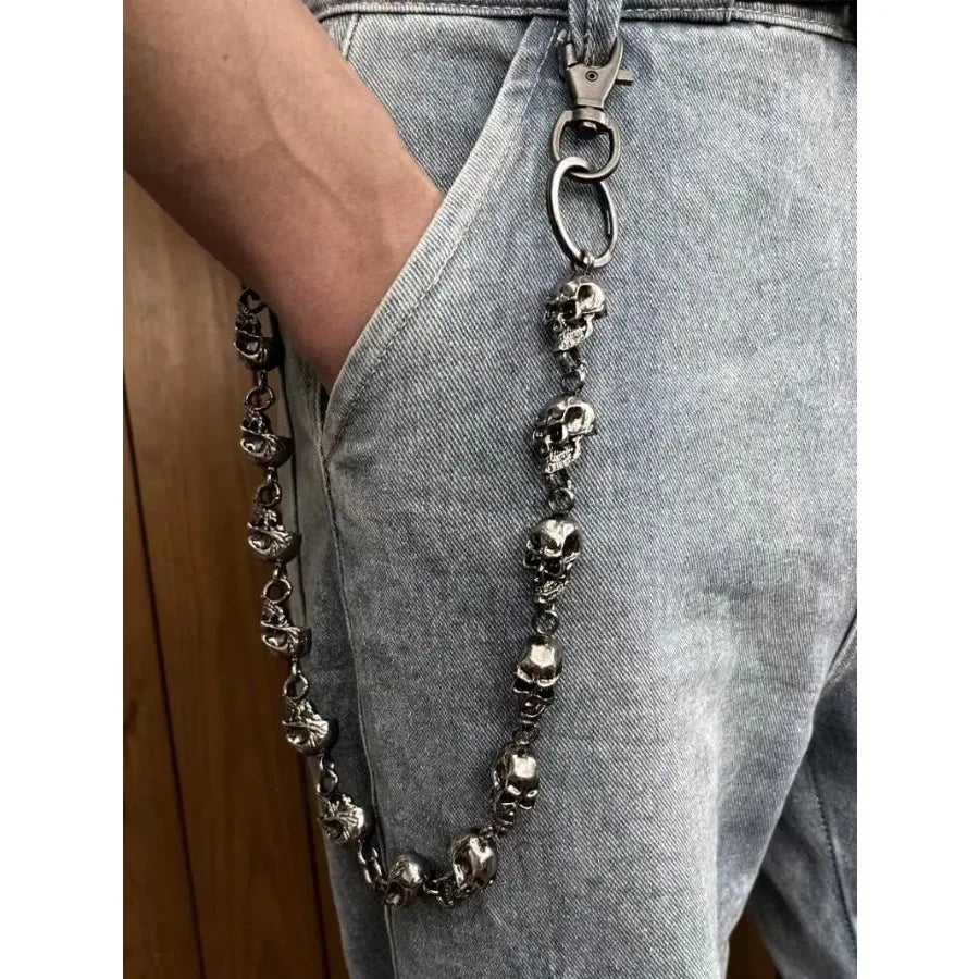 Gothic Punk Heavy Waist Chain Men Skull Keychain Wallet Chain Biker Riding Rock Fashion Accessories