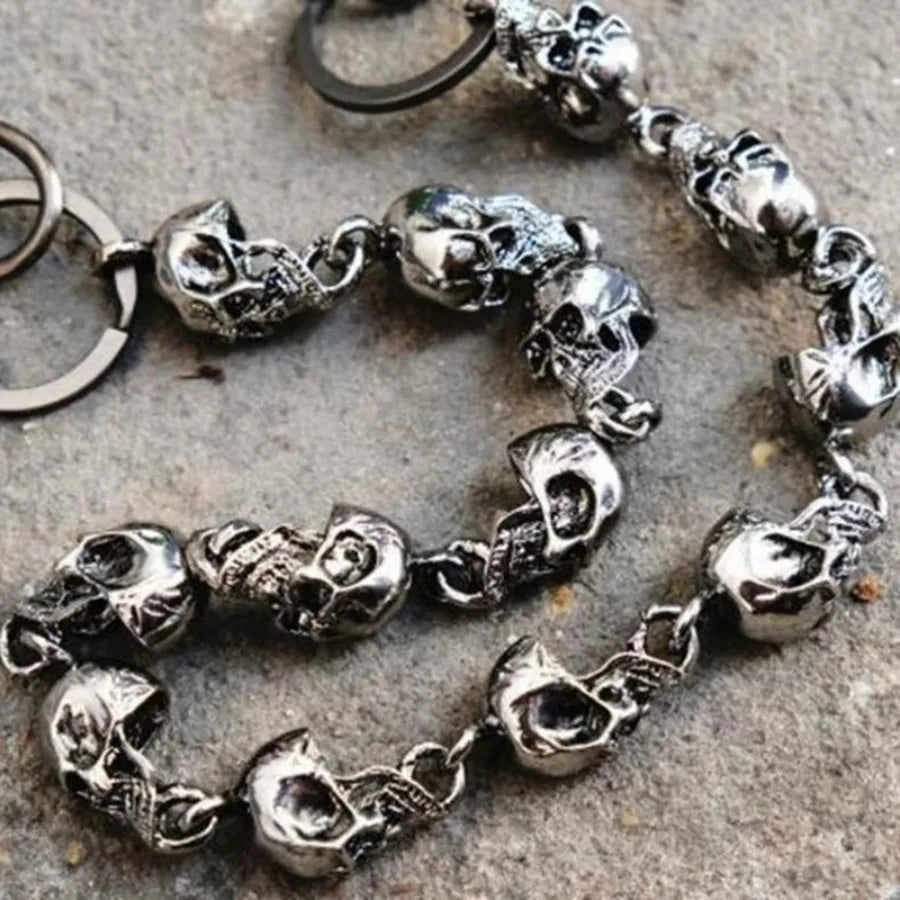 Gothic Punk Heavy Waist Chain Men Skull Keychain Wallet Chain Biker Riding Rock Fashion Accessories